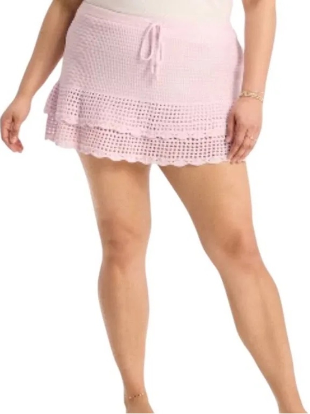 Wild Fable Plus Size XXL Pink Crochet Tiered Mini Skirt